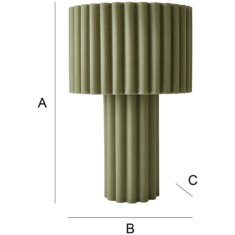 ValueLights Lenny Moss Green Drum Lamp Shade Ribbed Full Fabric LED Table Lamp Image 9