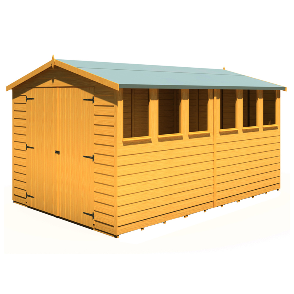 Shire 12 x 8ft Double Door Dip Treated Overlap Apex Shed Image 1