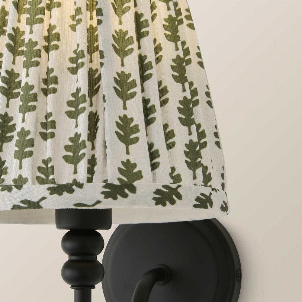 ValueLights Binky Green Floral Shade Black Rechargeable Wall Light with Bulb Image 3