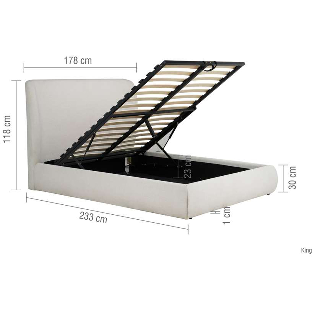 Birlea Lanis King Size White Linen Ottoman Bed Image 9