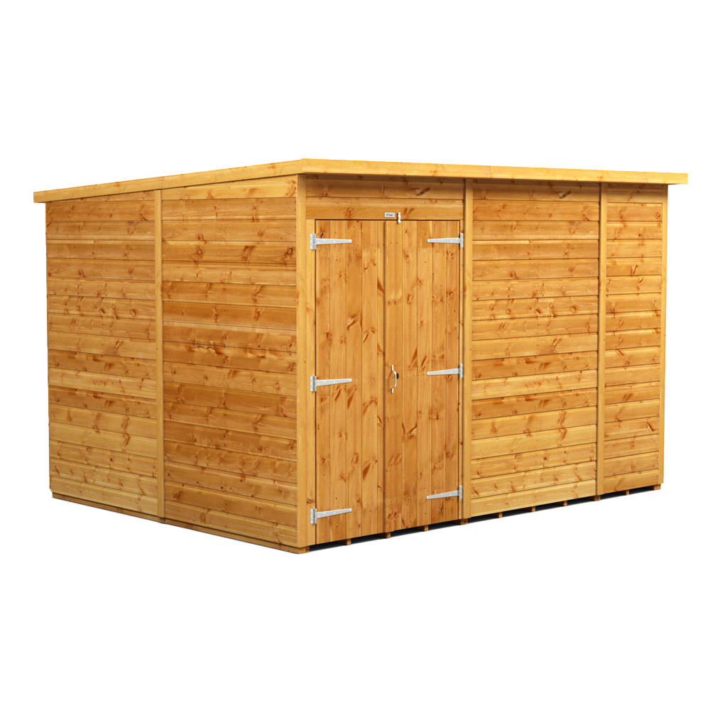 Power Sheds 10 x 8ft Double Door Pent Wooden Shed Image 1