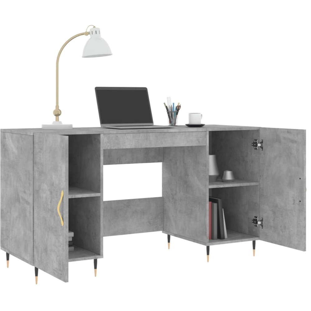 vidaXL 2 Door Computer Desk Concrete Grey Image 4