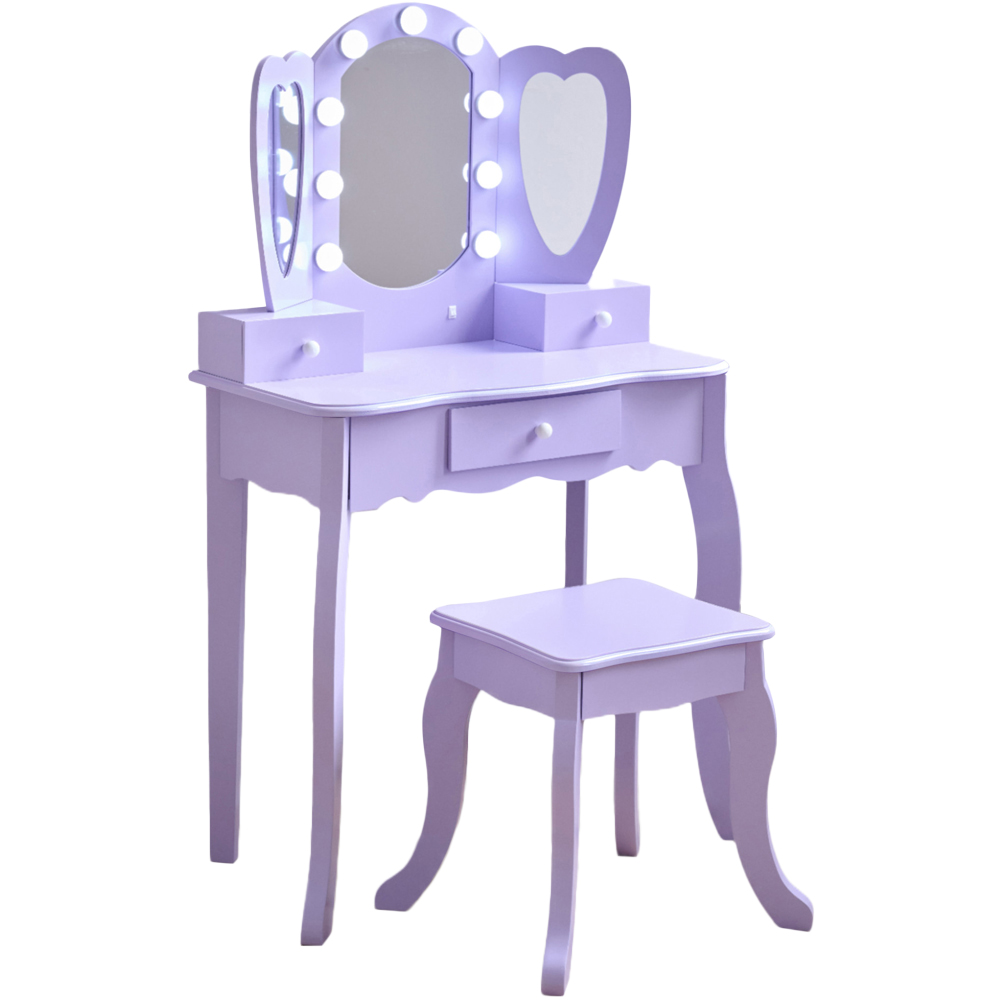 Teamson Kids Heart Glow Light Purple Play Vanity Set Image 2