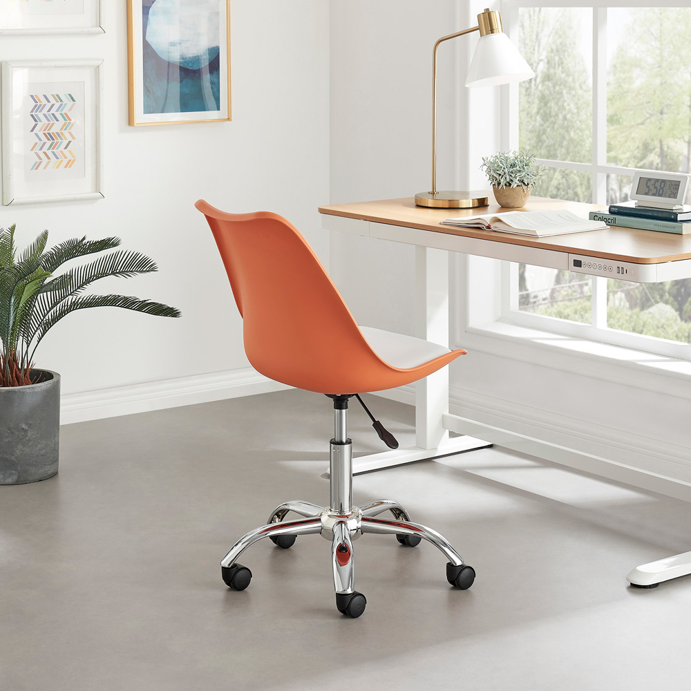 Furniturebox Otto Orange Faux Leather Swivel Office Chair Image 7