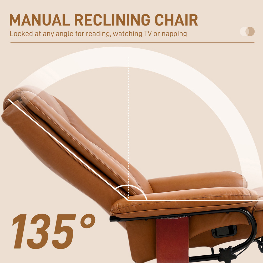 Portland Brown PU Leather Reclining Armchair with Footrest Image 4