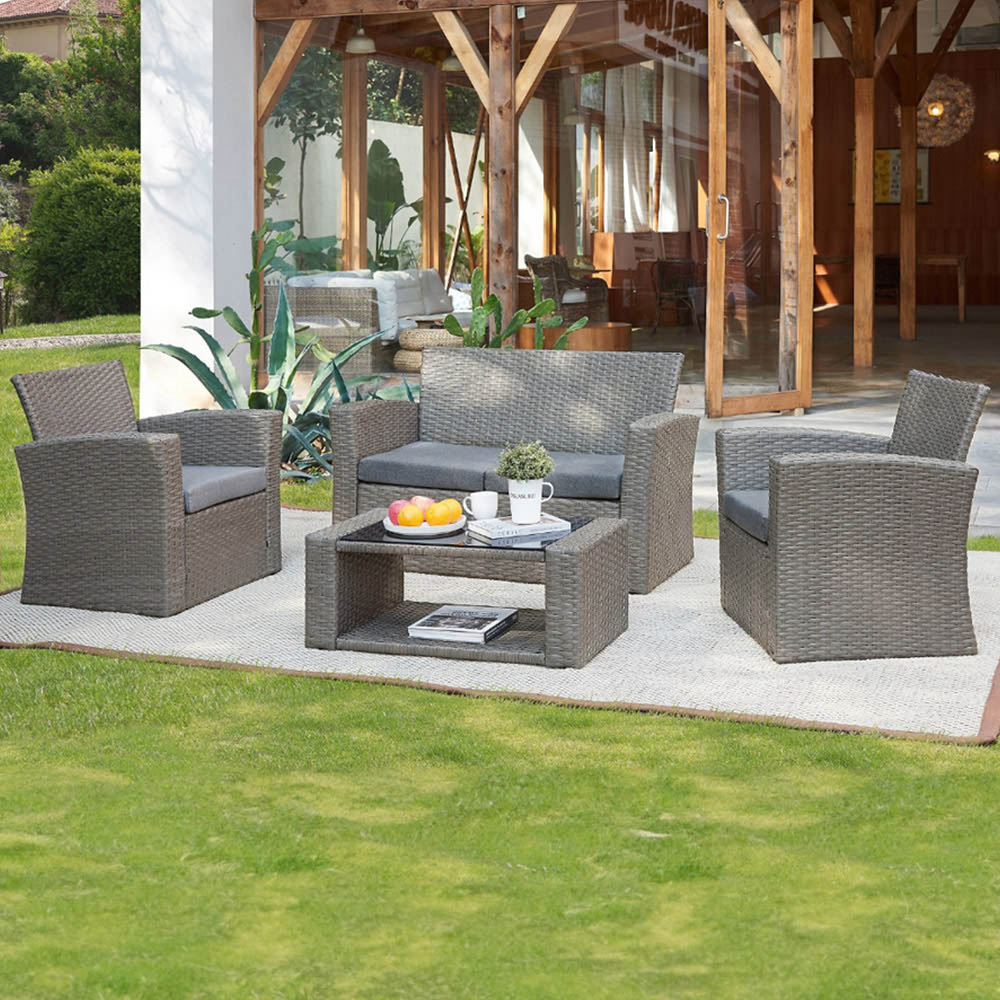 Home Detail Vegas 4 Seater Black and Cream Rattan Sofa Set Image 8