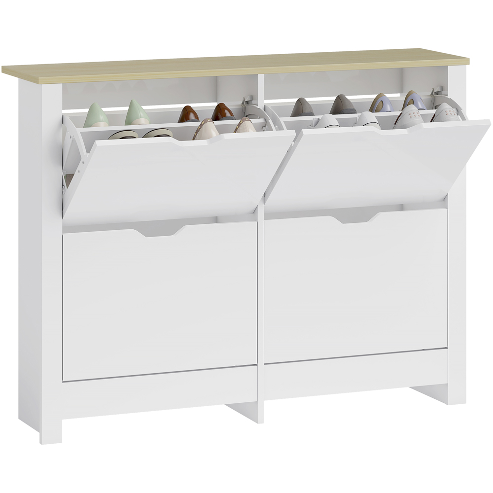 Portland 4 Flip Down Drawer White Shoe Cabinet Image 2