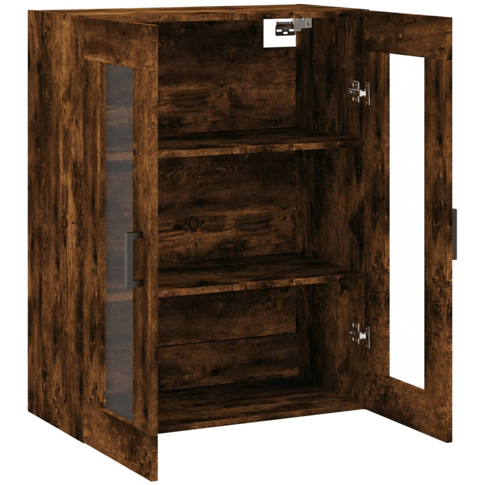 vidaXL 2 Glass Door Brown Smoked Oak Wall Mounted Cabinet Image 4
