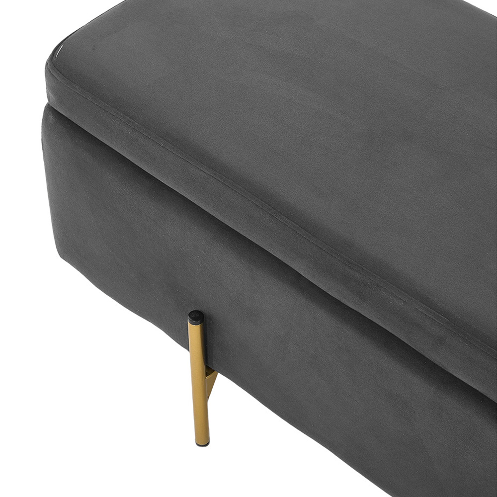 Living and Home Grey Flip Top Flannel Upholstered Storage Bench Image 6