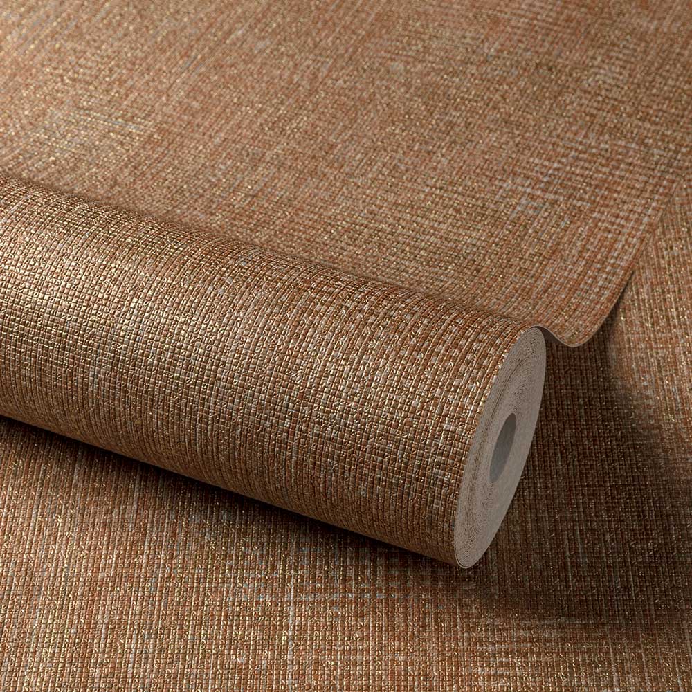 Grandeco Boutique Collection Altink Plain Copper Metallic Embossed Textured Wallpaper Image 2