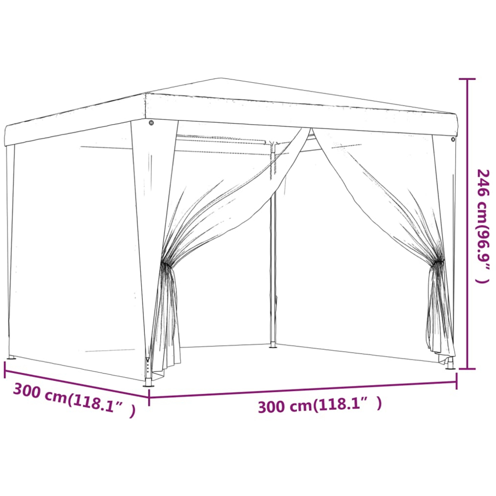 vidaXL 3 x 3m Blue Party Tent with Mesh Sidewalls Image 7