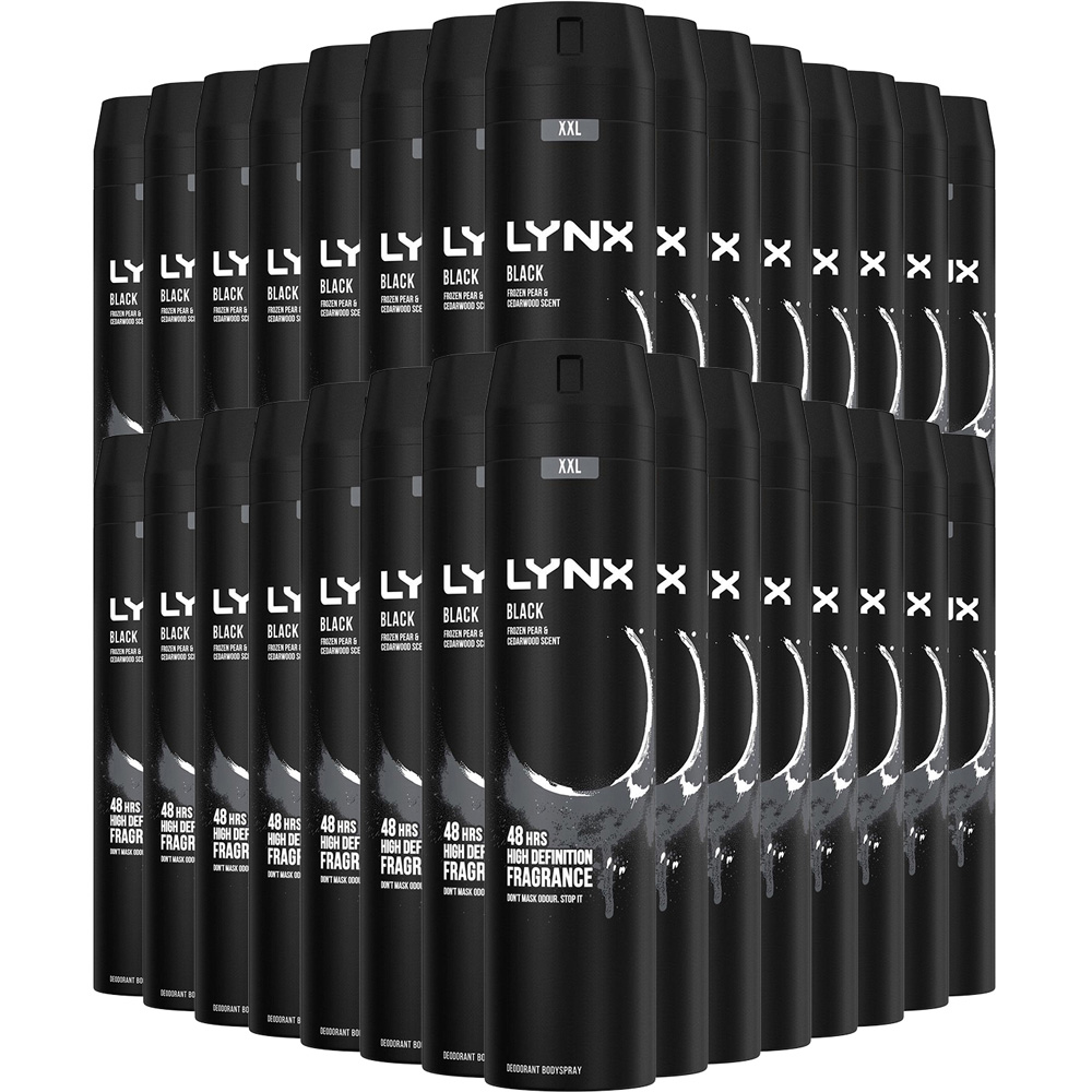 Lynx Black Frozen Pear and Cedarwood 48H Protection Deodorant Body Spray 250ml 30 Pack Image 1