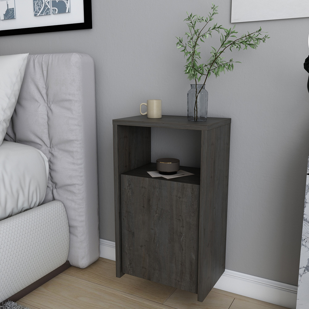 Decorotika Carlin Single Door Single Shelf Wenge Bedside Table Image 6