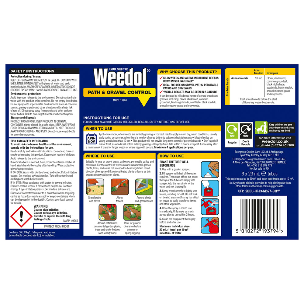 Weedol Path and Gravel Concentrated Weed Killer 6 Tube Image 2