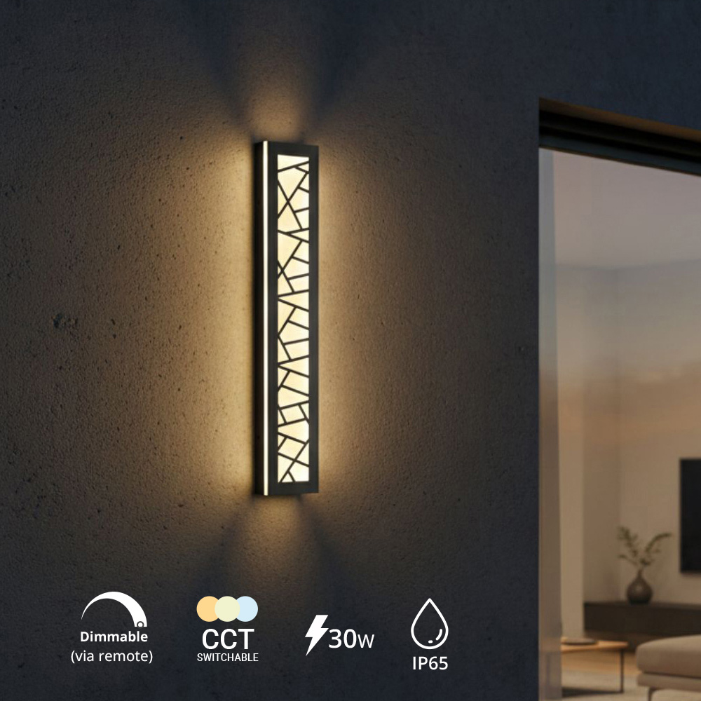 ENER-J PrismGrid 30W CCT Adjustable and Dimming Geometrical Acrylic LED Wall Light 60 x 11cm Image 2