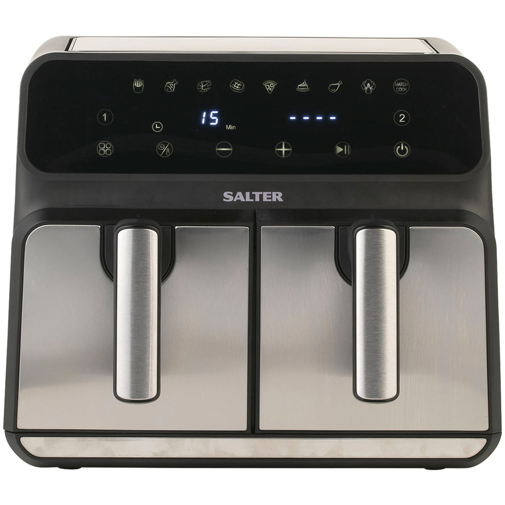 Salter 7.6L Stainless Steel Dual Air Fryer Image 1