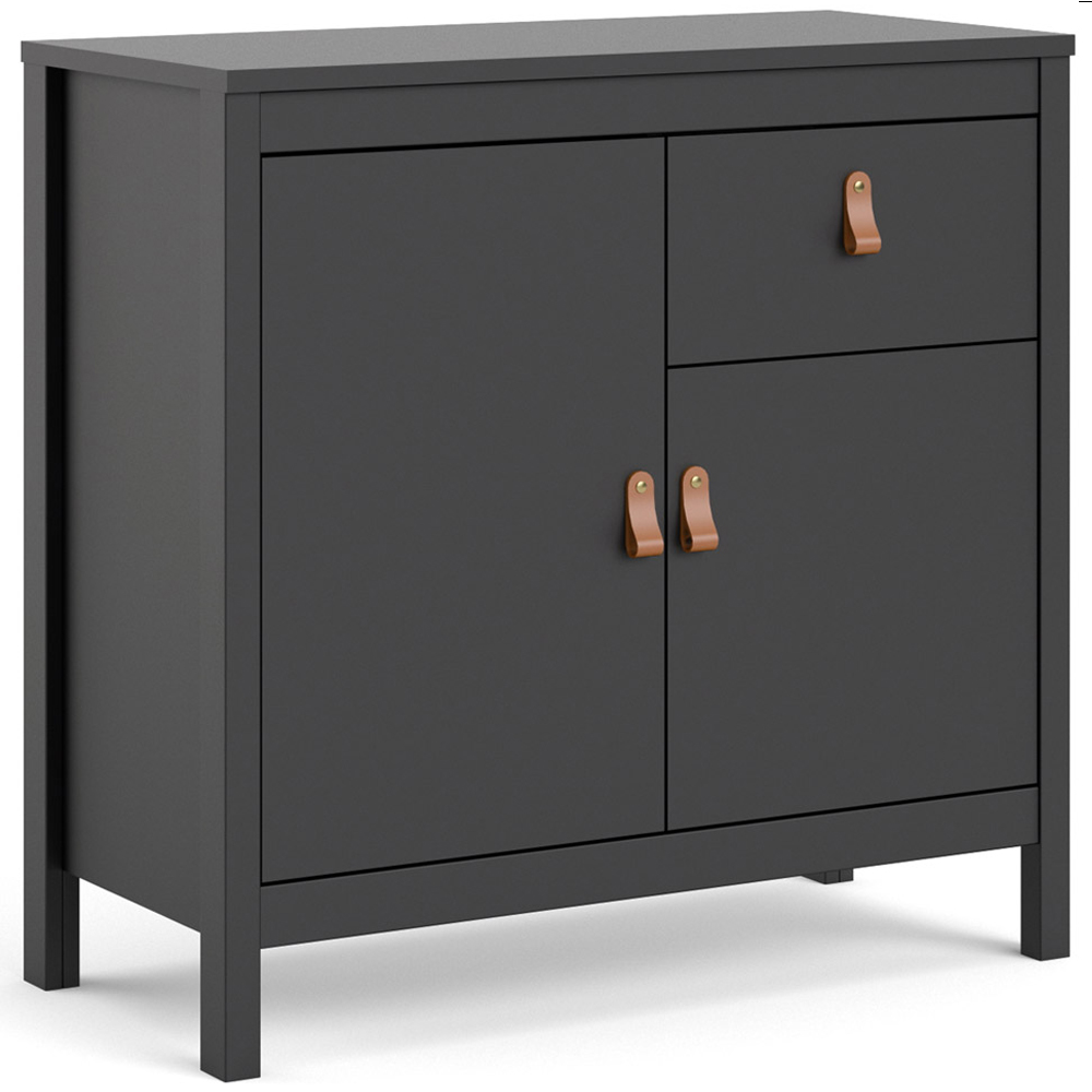Florence Barcelona 2 Door Single Drawer Matt Black Sideboard Image 2