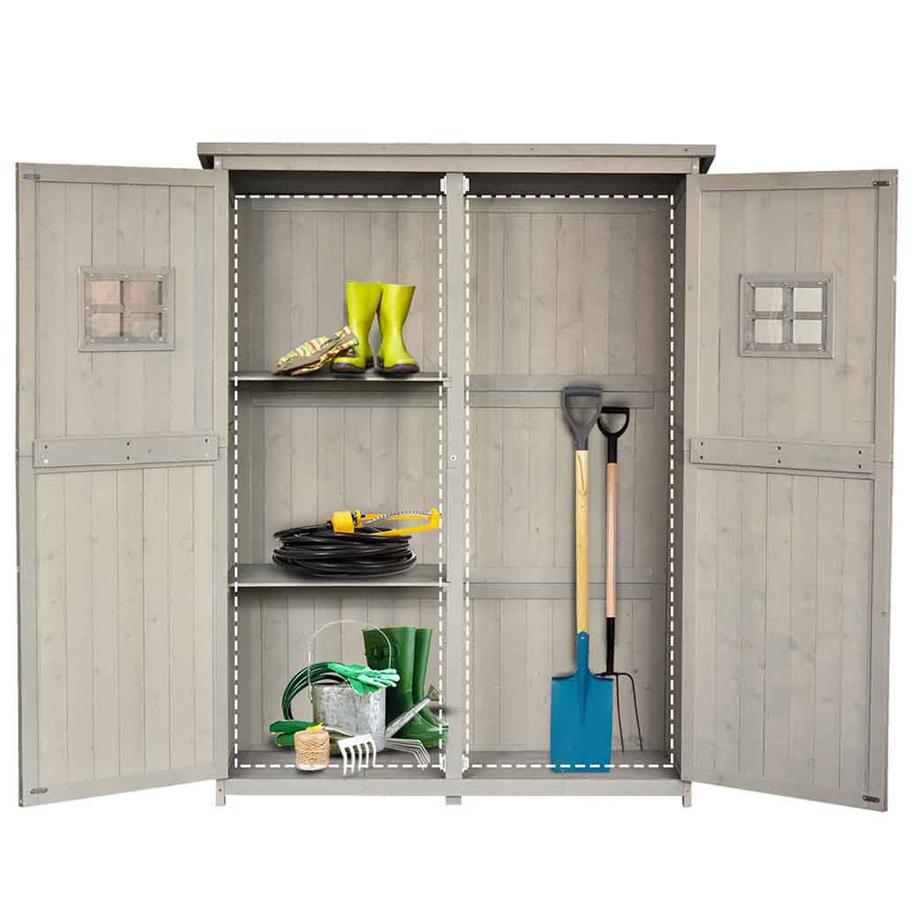 Outsunny 4.8 x 1.6ft Grey Double Door Tool Shed Image 6