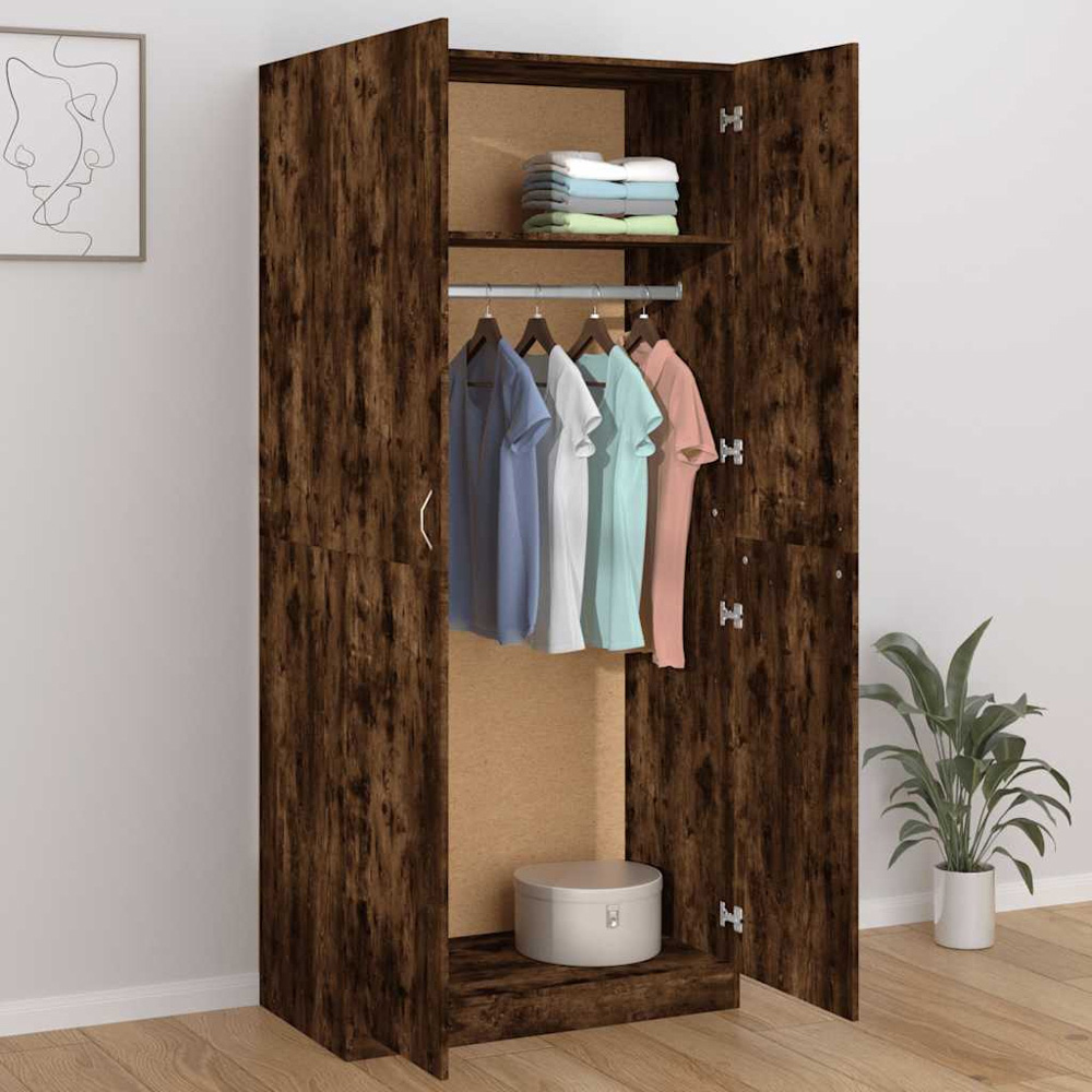 vidaXL 2 Door Oak Engineered Wood Wardrobe Image 1