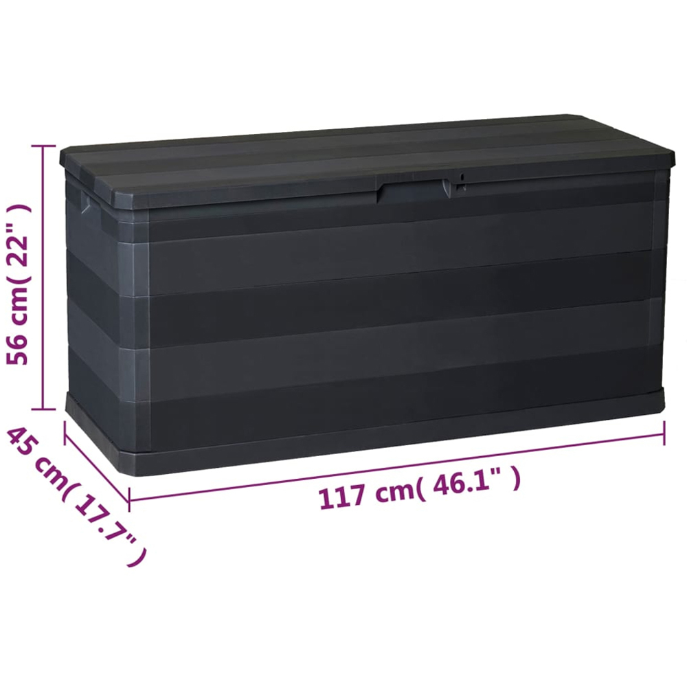 vidaXL 280L Black Polypropylene Garden Storage Box Image 6