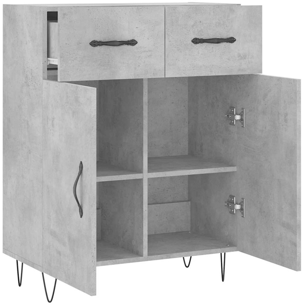 vidaXL 2 Door 2 Drawer Concrete Grey Wooden Sideboard Image 5
