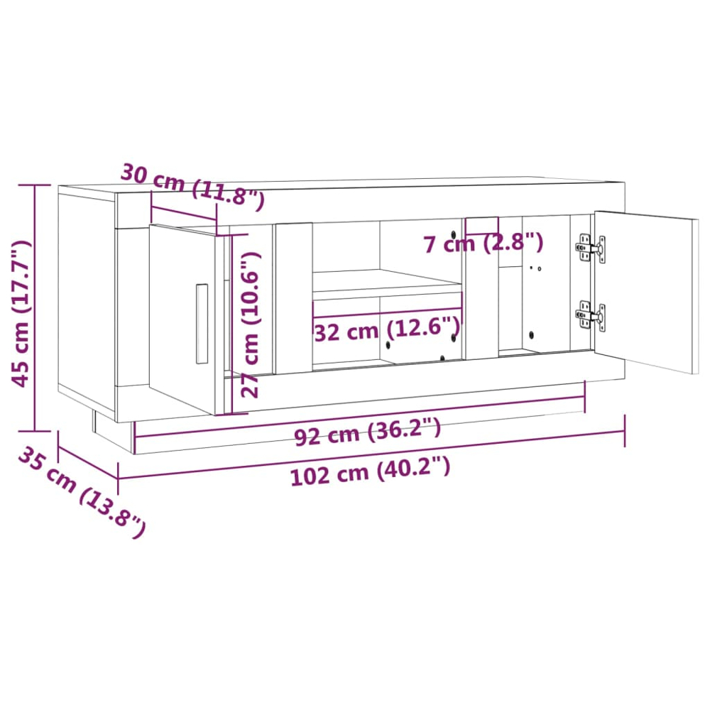 vidaXL 2 Door 2 Shelf Concrete Grey TV Cabinet Image 8
