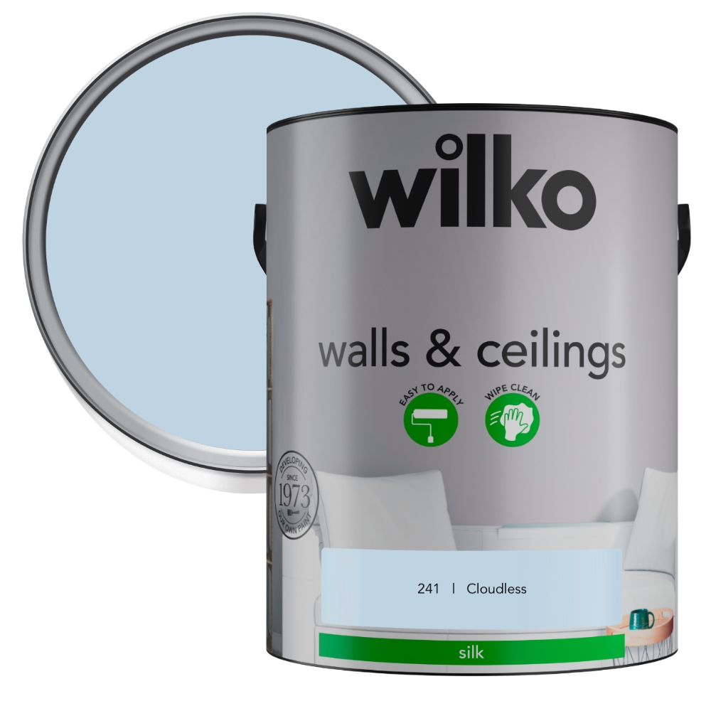 Wilko Walls & Ceilings Cloudless Silk Emulsion Paint 5L Image 1