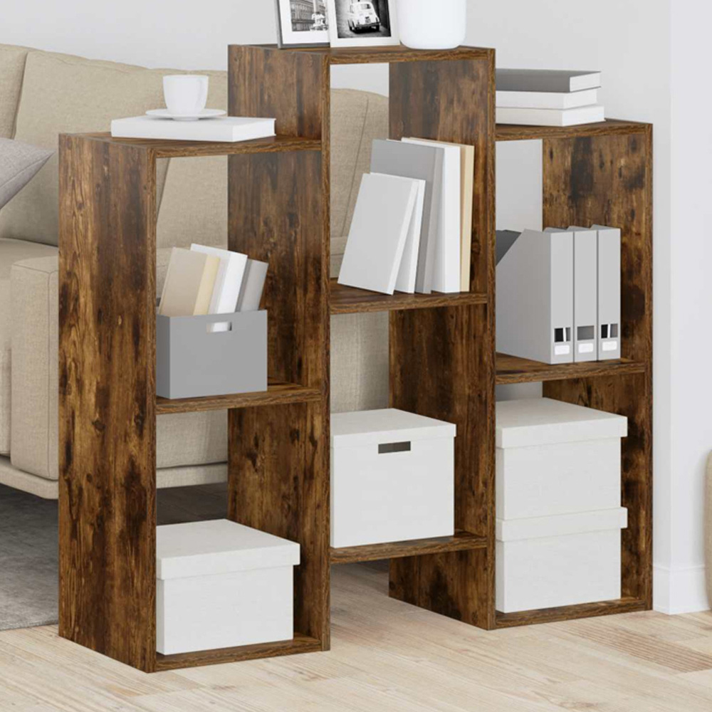 vidaXL 6 Open Shelf Smoked Oak Sideboard Image 1