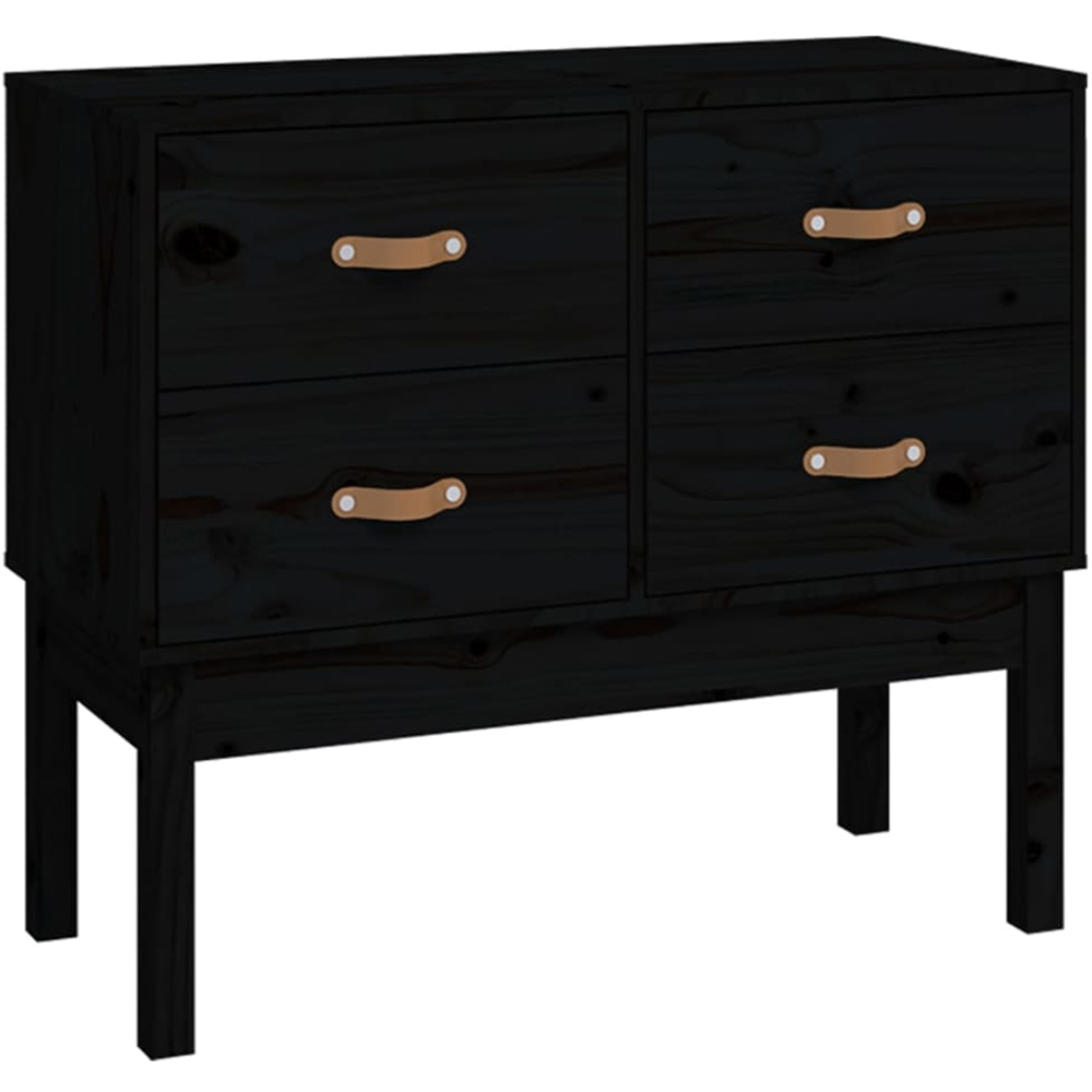 vidaXL 4 Drawer Black Solid Wood Pine Console Cabinet Image 2