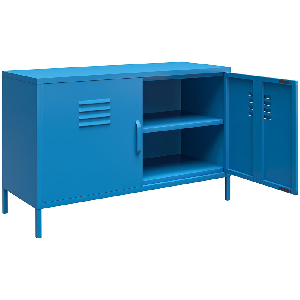 Novogratz Cache 2 Door 2 Shelf Blue Metal Locker Accent Cabinet Image 4