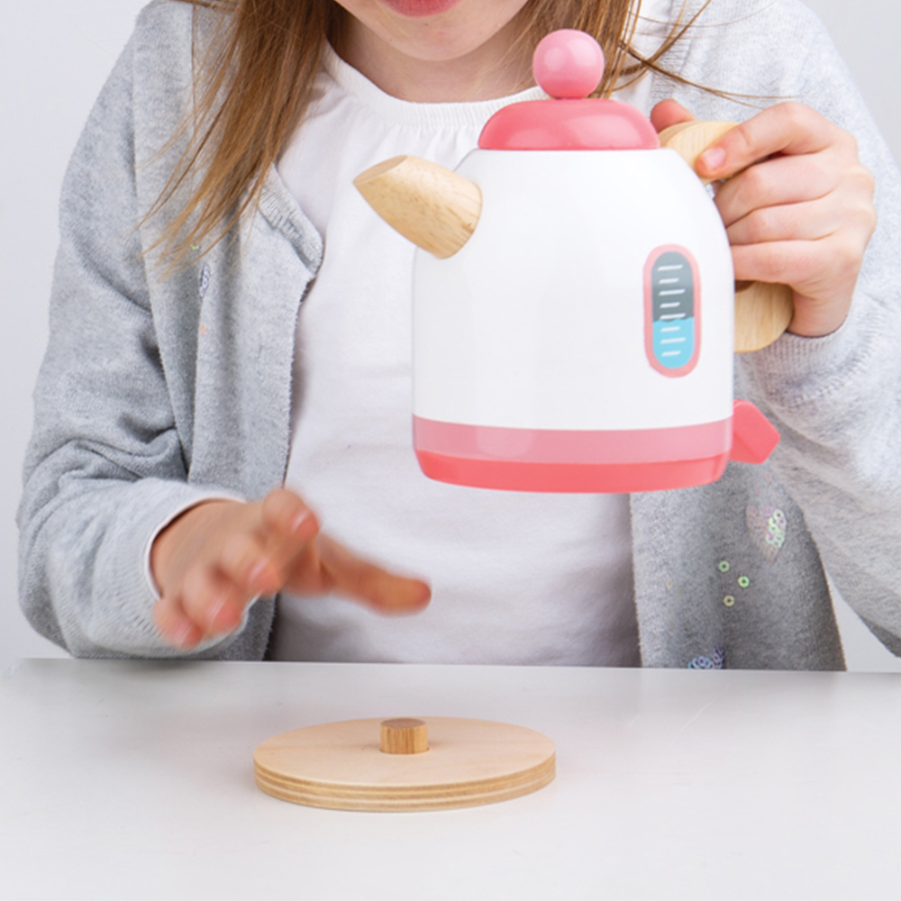 Bigjigs Toys Pink Wooden Toy Kettle Image 2