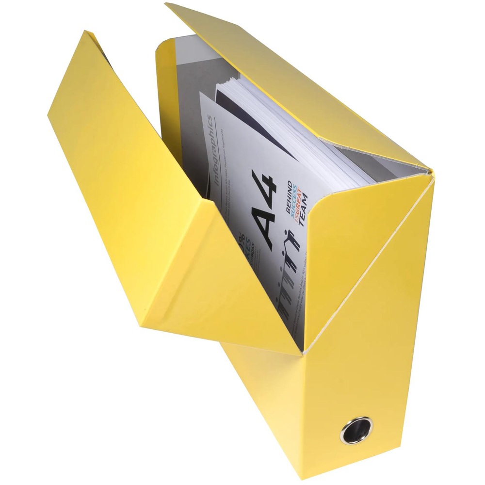 Exacompta Yellow 90mm Spine Iderama Transfer Box 5 Pack Image 3