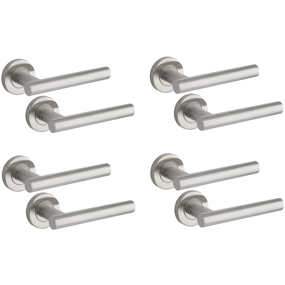 Golden Grace Brushed Steel Straight T Bar Door Handle Set 4 Pack Image