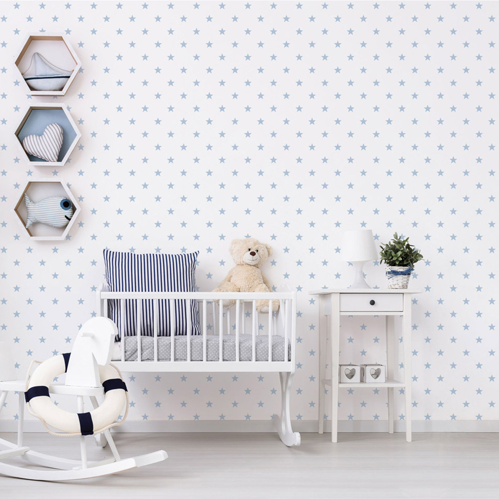 Galerie Deauville 2 Star Light Blue and White Wallpaper Image 2