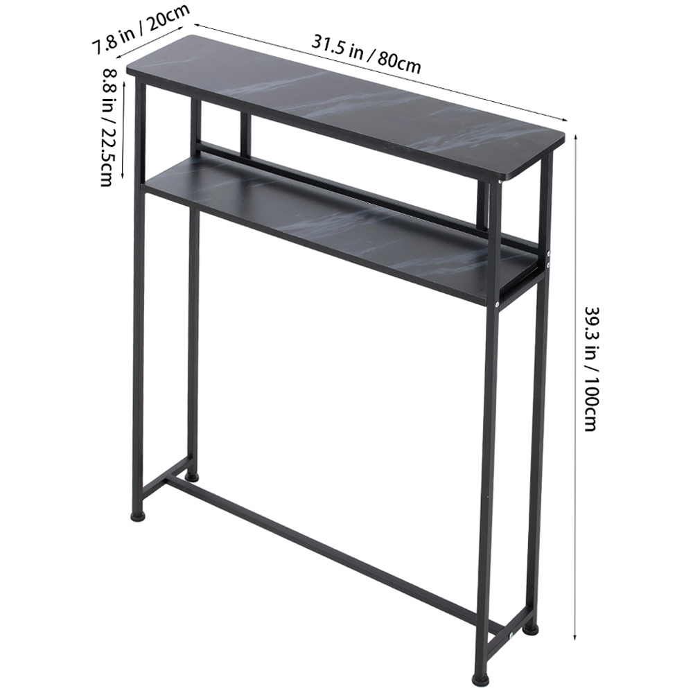 Living and Home 2-Tier Black Faux Marble Top Console Table Image 9