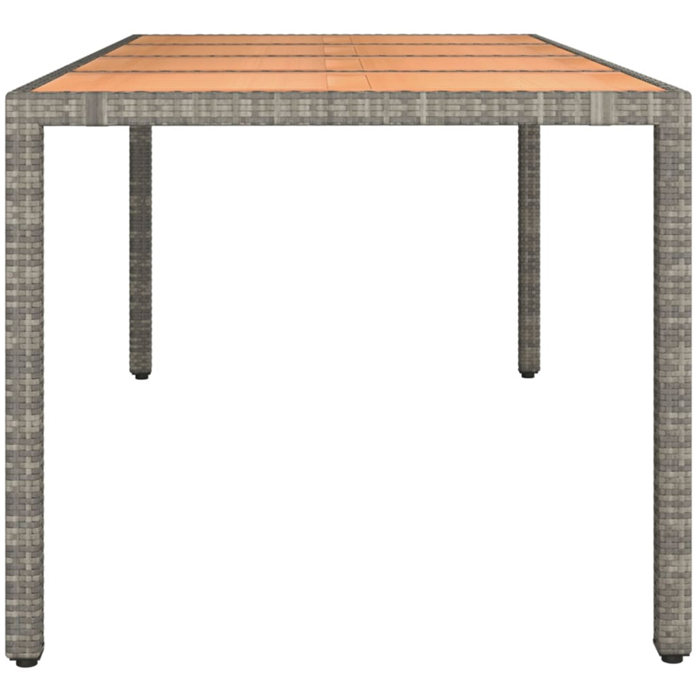 vidaXL 6 Seater Grey Polyrattan and Solid Wood Acacia Tabletop Garden Table Image 4