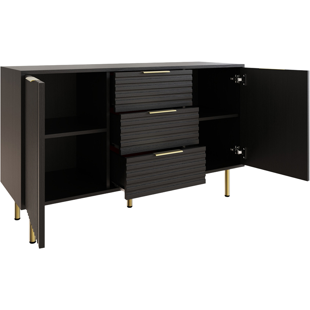 GFW Nervata 2 Door 3 Drawer Black Sideboard Image 4
