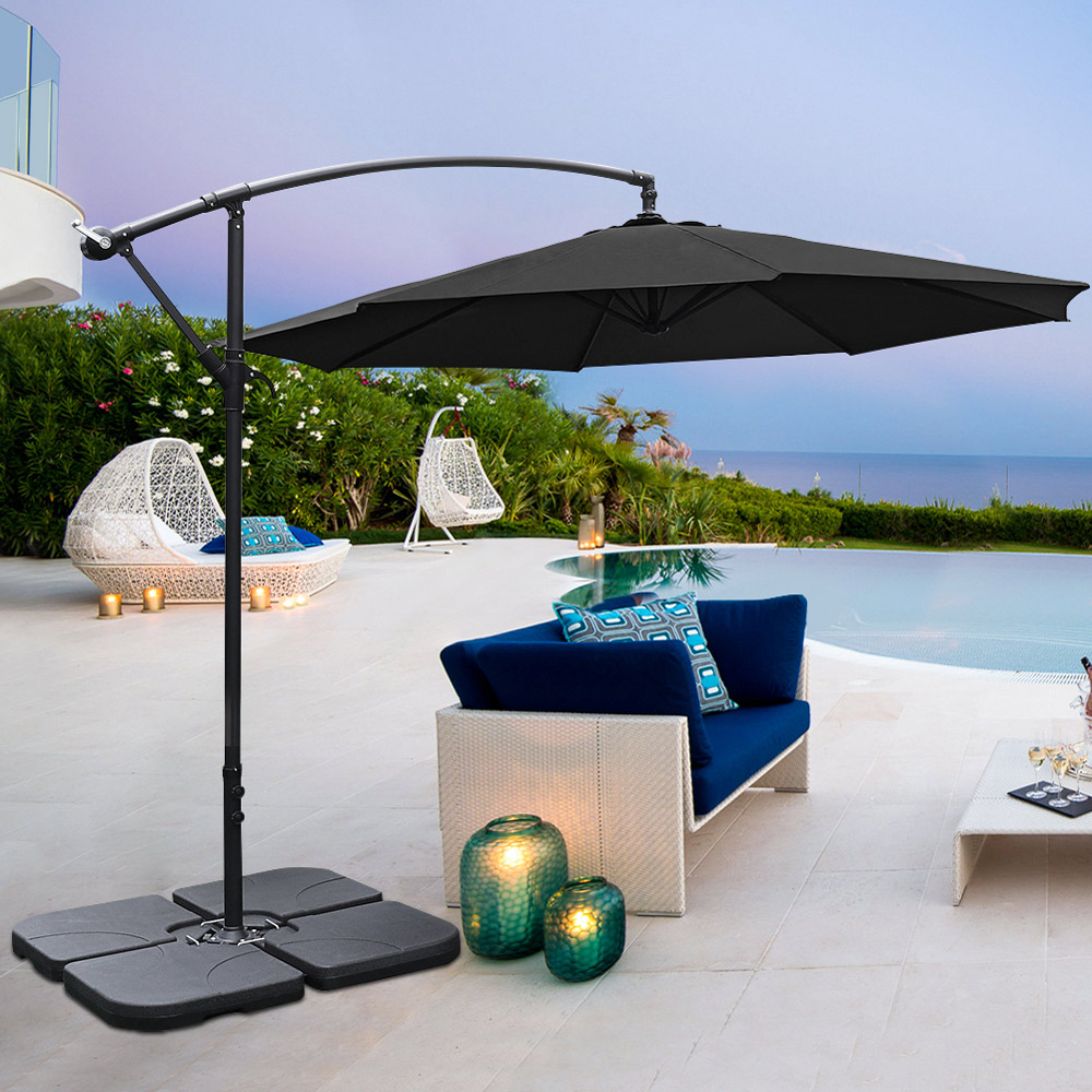 Living and Home Black Cantilever Parasol with Square Base 3m Image 5