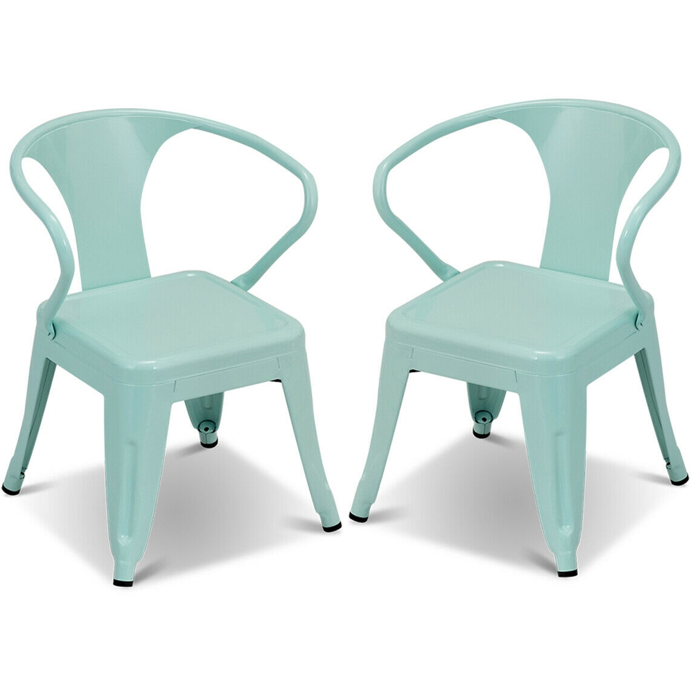 Costway Set of 2 Blue Kids Steel Chair Image 2