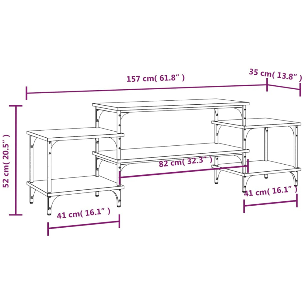 vidaXL 5 Shelf Concrete Grey TV Cabinet Image 9