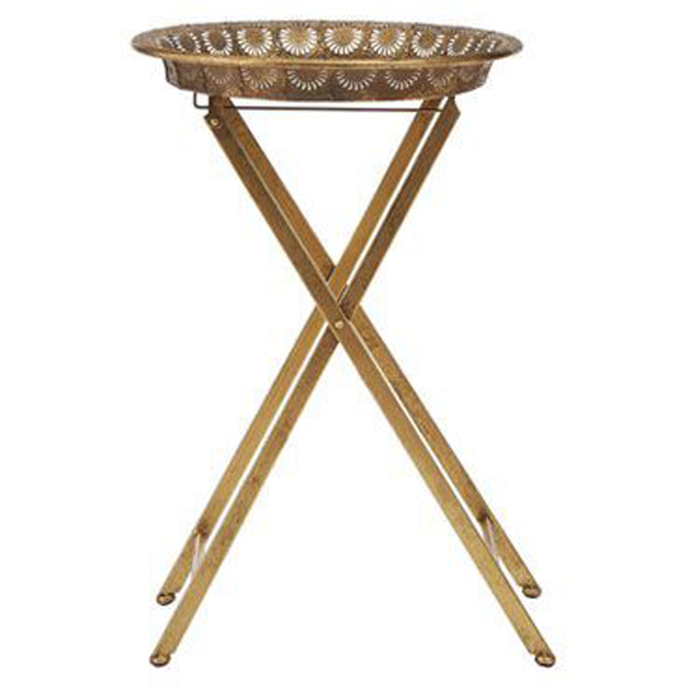 Premier Housewares Reza Gold Finish Foldable Tray Table Image 2