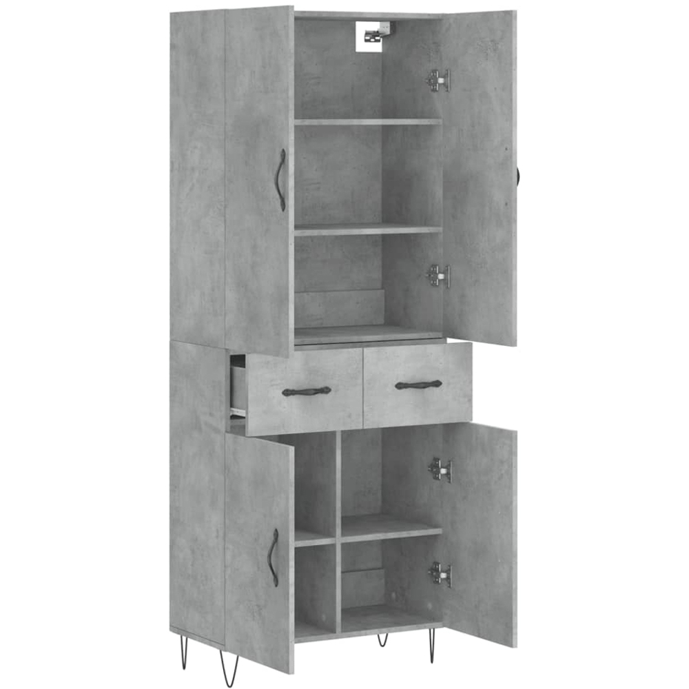 vidaXL 4 Door 2 Drawer Concrete Grey Highboard Image 4