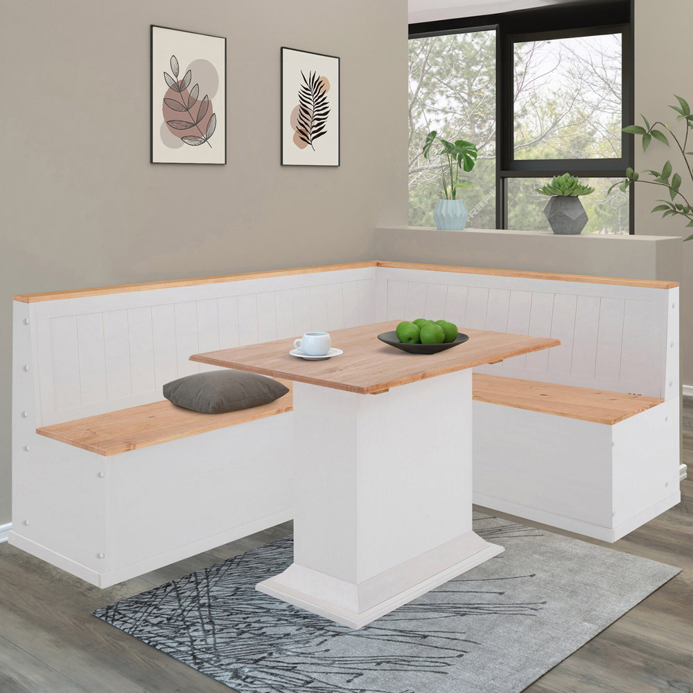 Loft24 Sara 4 Seater White Solid Pine Fixed Top Dining Table Image 6