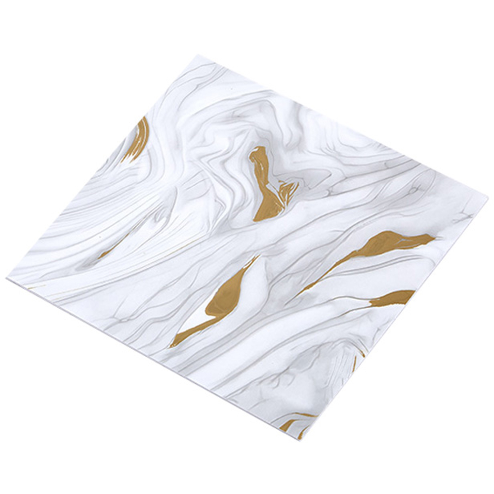 Living and Home Marble Patterned White and Gold PVC Self Adhesive Wall Sticker 10 Pack Image 4
