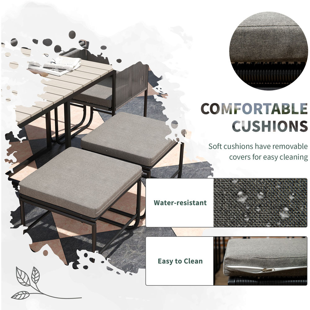 Outsunny 10 Seater Grey Rattan Garden Dining Set with Cushion Image 5
