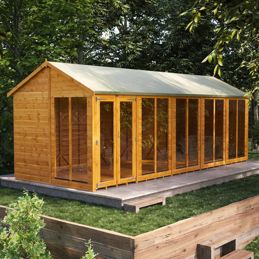 Power Sheds 20 x 8ft Double Door Apex Traditional Summerhouse Image 2