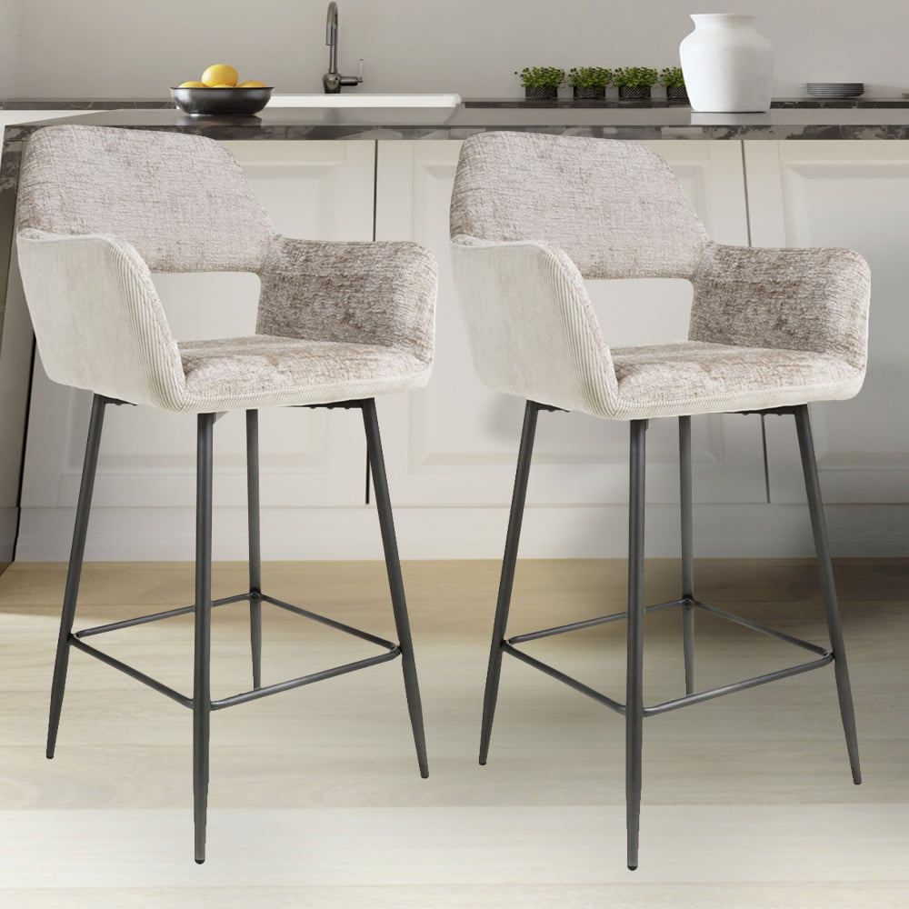 Shankar Chenille Sorento Mink Corduroy Bar Chair Set of 2 Image 1