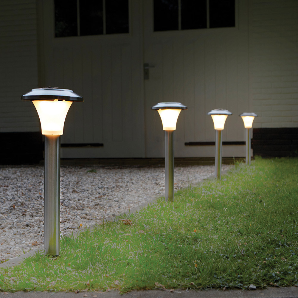 Luxform Global Calais Solar Post Light in Stainless Steel Image 2