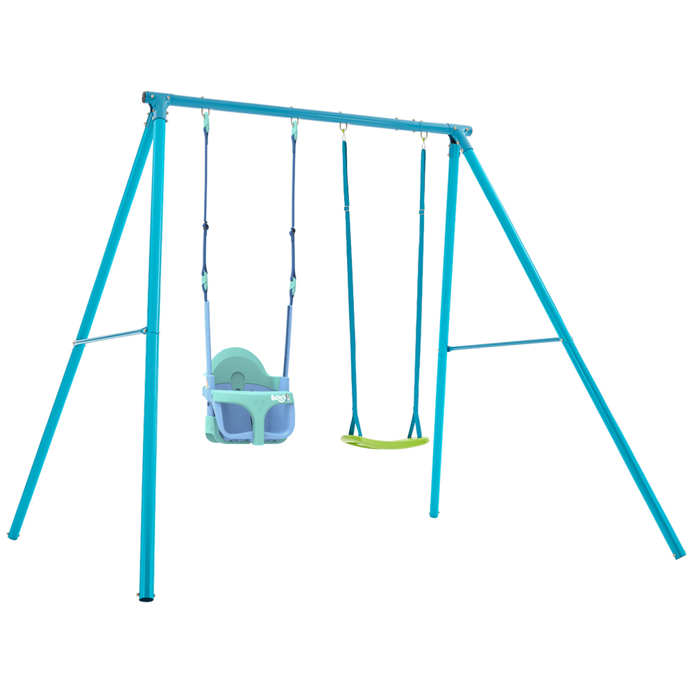 TP Kids Bluey Metal Double Swing Set with Quadpod Seat Image 1