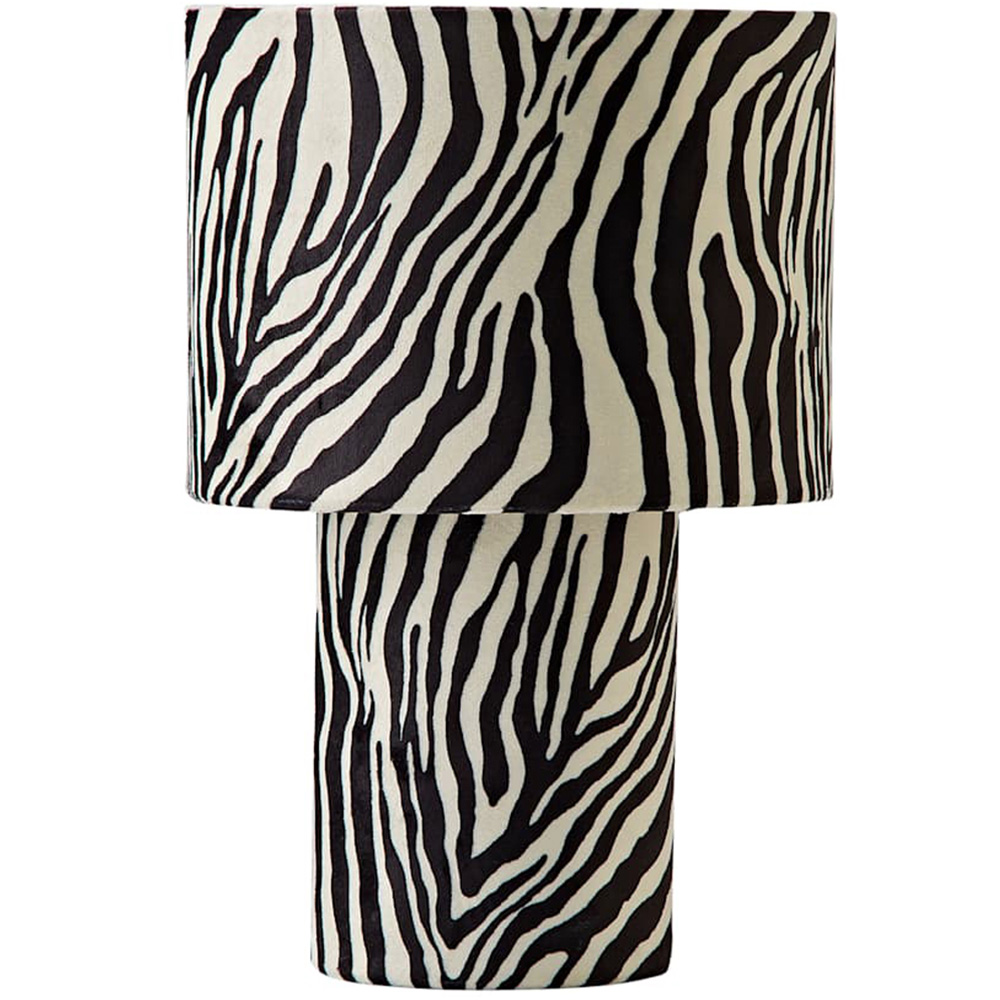 ValueLights Nessa Zebra Pattern Velvet Table Lamp and Bulb Image 1